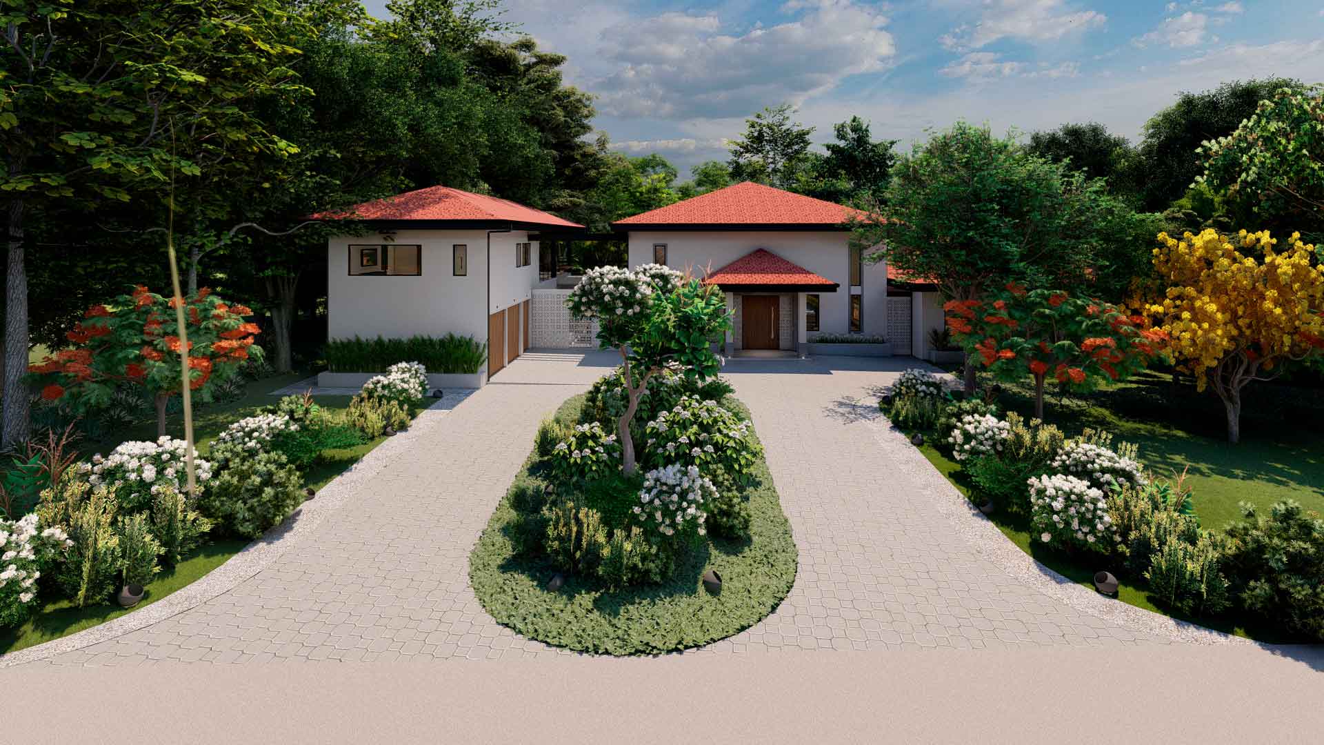 Casa Vida, aerial view of the pool and garden