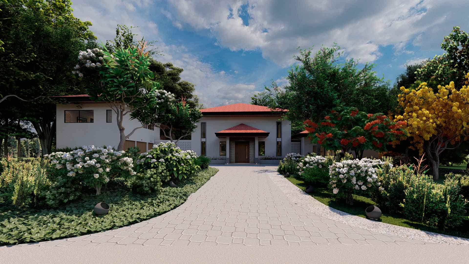 Casa Vida, aerial view of the pool and garden