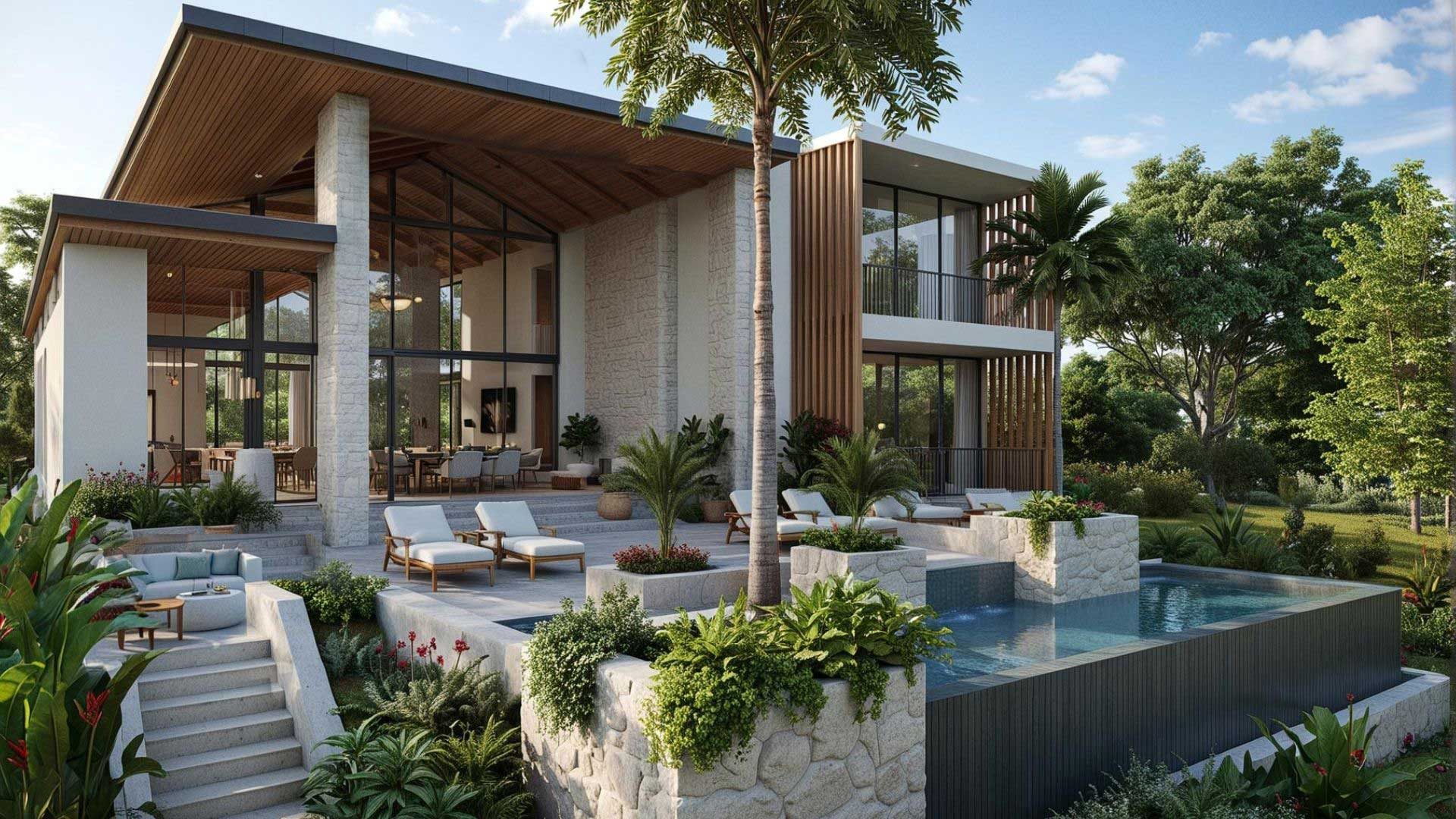 Rendering of Casa Akari, a contemporary tropical house by CJarq now under construction in Guanacaste